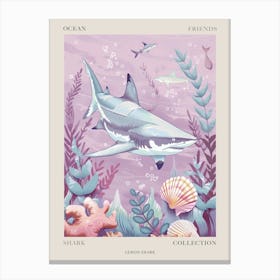 Purple Lemon Shark Illustration 2 Poster Canvas Print