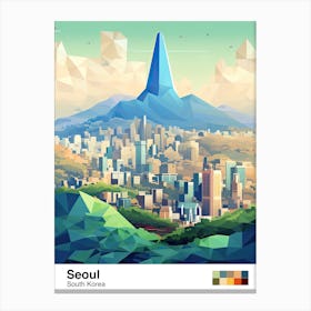 Seoul, South Korea, Geometric Illustration 4 Poster Canvas Print