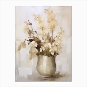 Sweet Pea, Autumn Fall Flowers Sitting In A White Vase, Farmhouse Style 1 Canvas Print