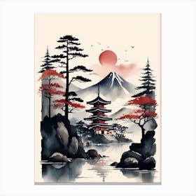 Japanese Landscape Watercolor Painting (55) Canvas Print