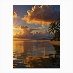 Sunset On A Tropical Island 3 Canvas Print