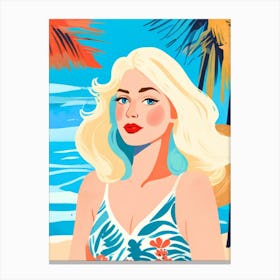 Blond Woman At The Beach Canvas Print