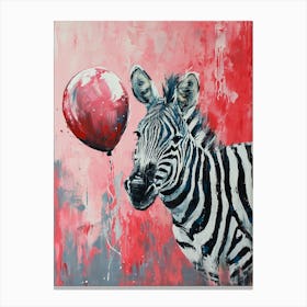 Cute Zebra 3 With Balloon Canvas Print