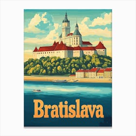 Aihrgdesign A Vintage Travel Poster Of Bratislava 4 Canvas Print