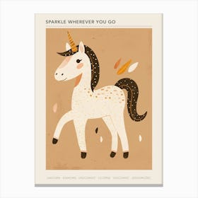 Muted Pastels Unicorn Galloping 2 Poster Canvas Print