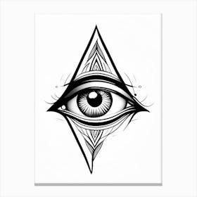 Intuition, Symbol, Third Eye Simple Black & White Illustration 4 Canvas Print