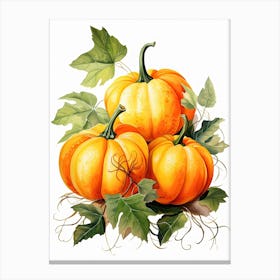 Jack O  Lantern Pumpkin Watercolour Illustration 3 Canvas Print