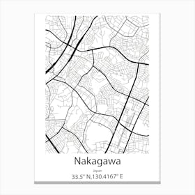 Nakagawa,Japan Minimalist Map Lienzo