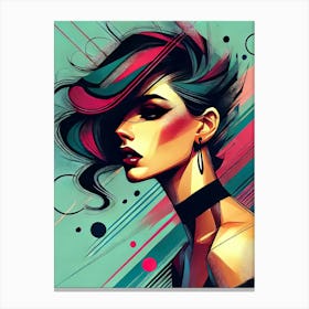 Girl With Colorful Hair Canvas Print