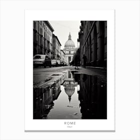 Poster Of Rome, Italy, Black And White Analogue Photography 1 Canvas Print