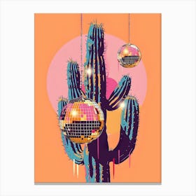 Disco Ball Cactus Canvas Print