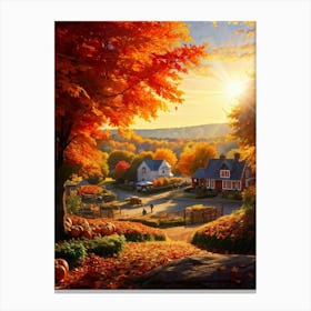 Autumnal Landscape Enhanced Saturation Leaves In Mid Fall Bright Sun Casting Dynamic Shadows Gli (7) Canvas Print