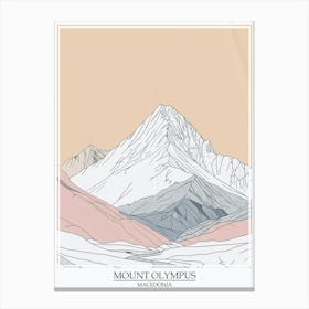 Mount Olympus Macedonia Color Line Drawing 7 Poster Canvas Print
