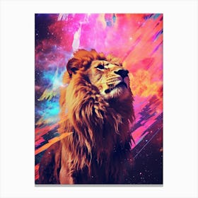 Lion Zodiac Retro Collage 2 Canvas Print
