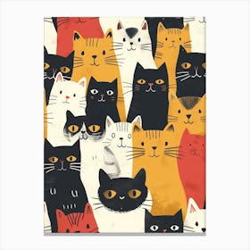 Repeatable Artwork With Cute Cat Faces 2 Canvas Print