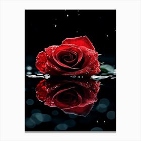 Red Rose In Water Canvas Print