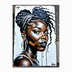 Graffiti Mural Of Beautiful Black Woman 353 Canvas Print