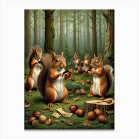 Squirrels In The Woods Canvas Print