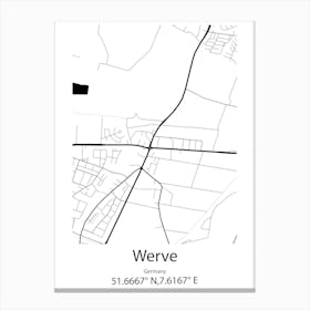 Werve,Germany Minimalist Map Canvas Print