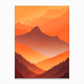 Misty Mountains Vertical Composition In Orange Tone 297 Canvas Print