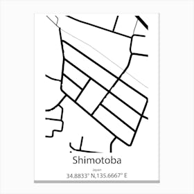 Shimotoba,Japan Minimalist Map Canvas Print