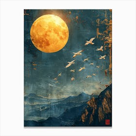 Moon And Birds Canvas Print