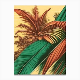 Fiji Beach Vintage Sketch Tropical Destination Canvas Print