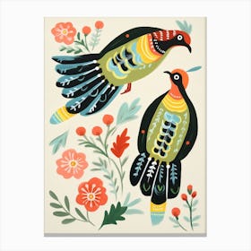 Folk Style Bird Painting Pheasant 2 Canvas Print