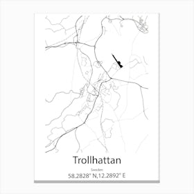 Trollhattan,Sweden Minimalist Map Canvas Print