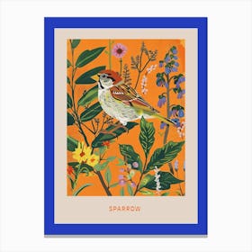 Spring Birds Poster Sparrow 4 Canvas Print