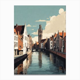 Retro Bruges Canal Canvas Print