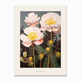 Flower Illustration Portulaca 4 Poster Canvas Print