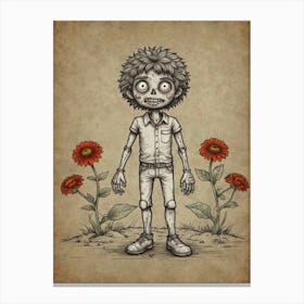 Zombie Boy With Flowers Canvas Print