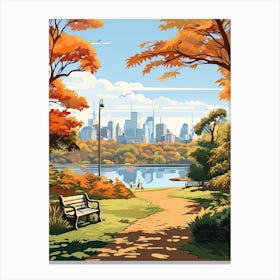 Royal Botanic Gardens, Sydney, Australia In Autumn Fall Illustration 2 Canvas Print