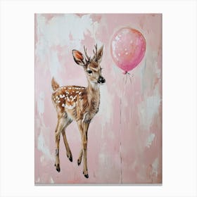 Cute Reindeer 2 With Balloon Canvas Print