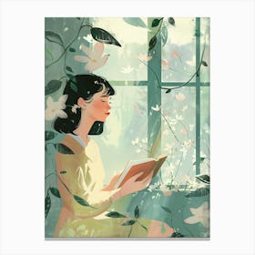 Girl Reading A Book 2 Canvas Print