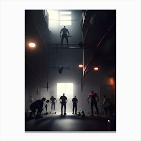 Group Of People In A Dark Room Canvas Print