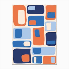 Mid Century Funky Geometric Shapes Orange and Blue Canvas Print