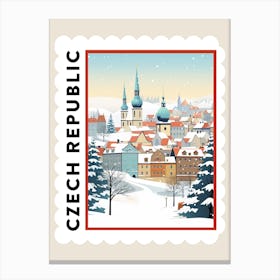 Retro Winter Stamp Poster Prague Czech Republic Canvas Print