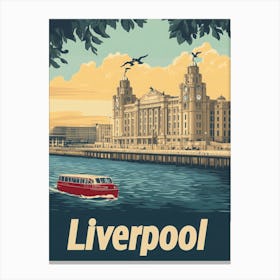 Aihrgdesign A Vintage Travel Poster Of Liverpool Featuring Th Be556fa5 3d67 46d2 9a5d 636d2052a35f 2 Canvas Print