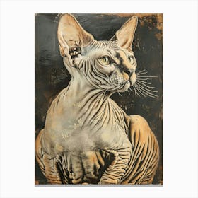 Sphynx Cat Relief Illustration 2 Canvas Print
