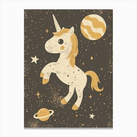Unicorn In Space Muted Pastels 1 Canvas Print