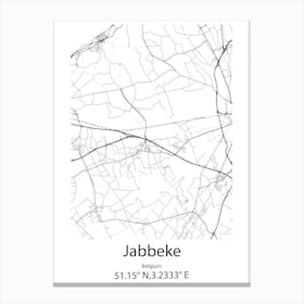 Jabbeke,Belgium Minimalist Map Canvas Print