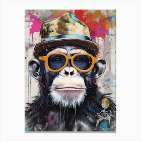 Monkey Wearing Hat and Sunglasses Pop Canvas Print
