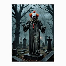 Clown of the Forgotten: Midnight in the Graveyard Canvas Print