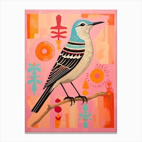 Pink Scandi Mockingbird 2 Canvas Print