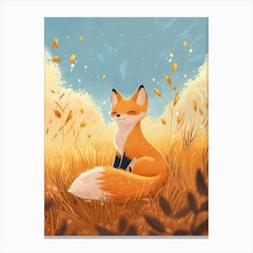 Fox In The Grass,.Generated AI. Art Print Canvas Print