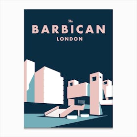London Landmark Barbican Centre Navy Canvas Print