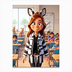 Zebra In The Classroom Canvas Print