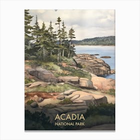 Acadia National Park Watercolour Vintage Travel Poster 1 Canvas Print